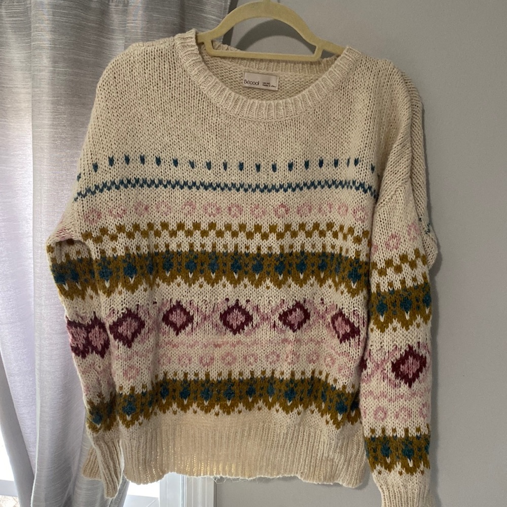 Fairs isle printed cozy cream crew neck sweater from Magnolia Boutique